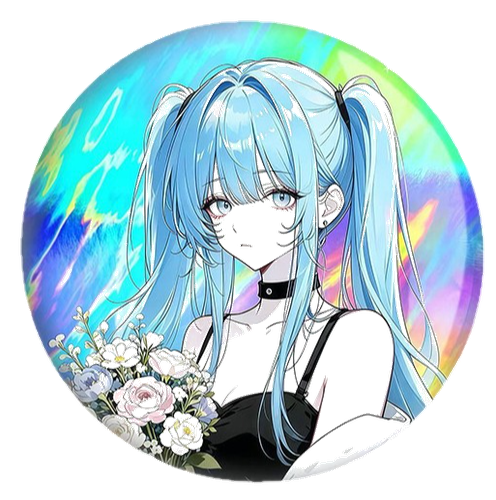 Blue Twin-Tails Character